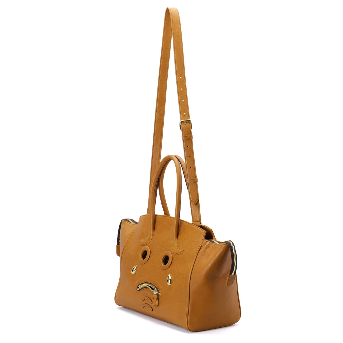 PLEADING EMOJI LEATHER BAG / CAMEL