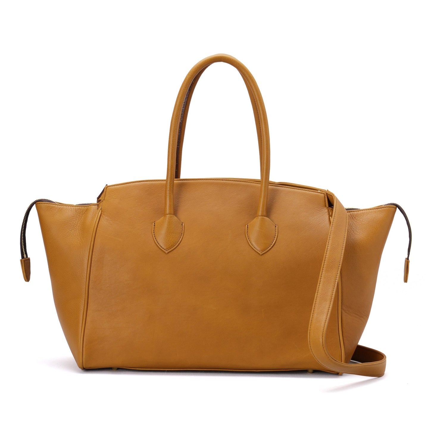 VOMITING EMOJI LETHER BAG / CAMEL
