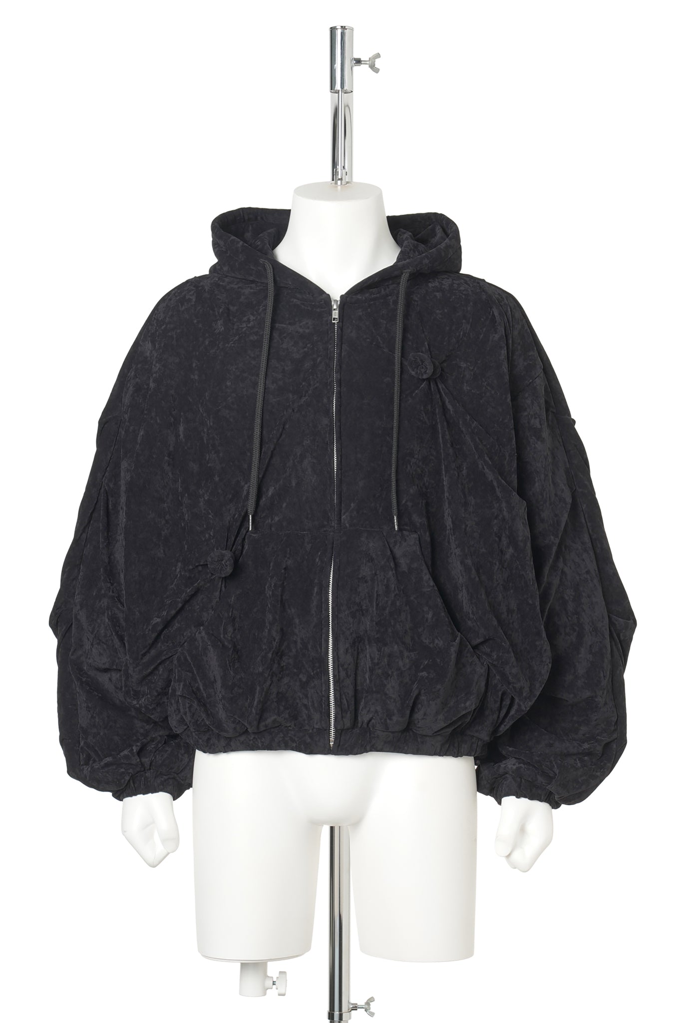 DEFLATED BALLOON VELOUR HOODIE / BLACK