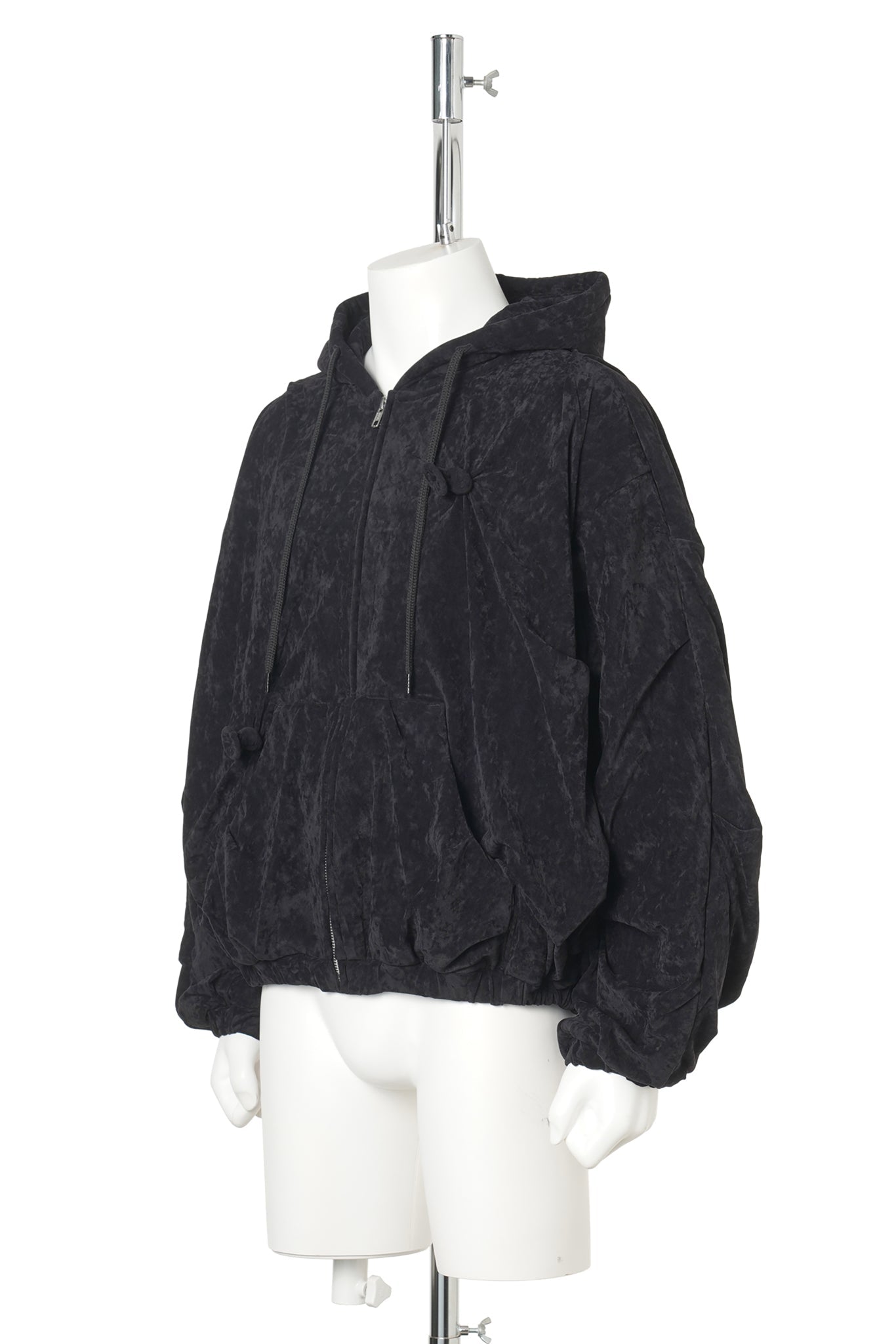 DEFLATED BALLOON VELOUR HOODIE / BLACK