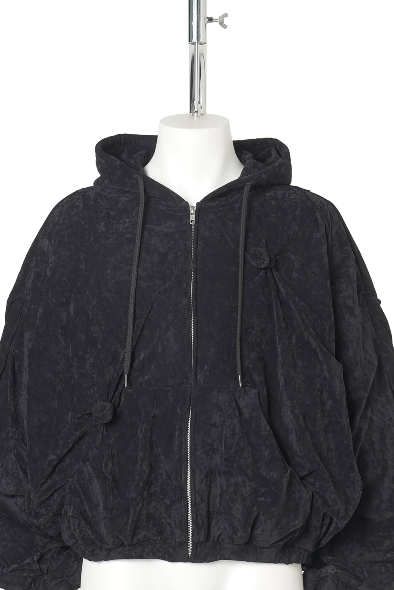 DEFLATED BALLOON VELOUR HOODIE / BLACK