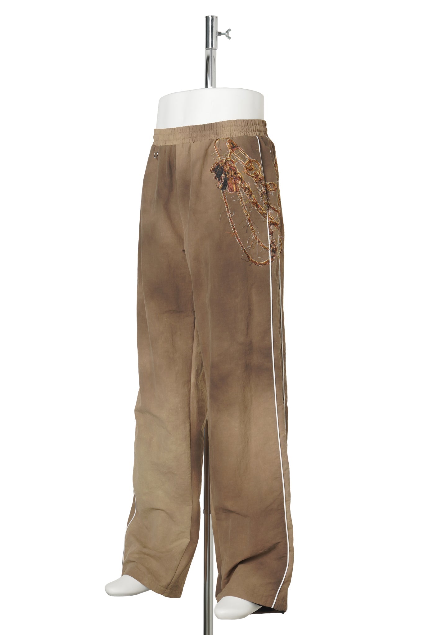 TROMPE L'OEIL EMBROIDERY TRACK PANTS / BEIGE