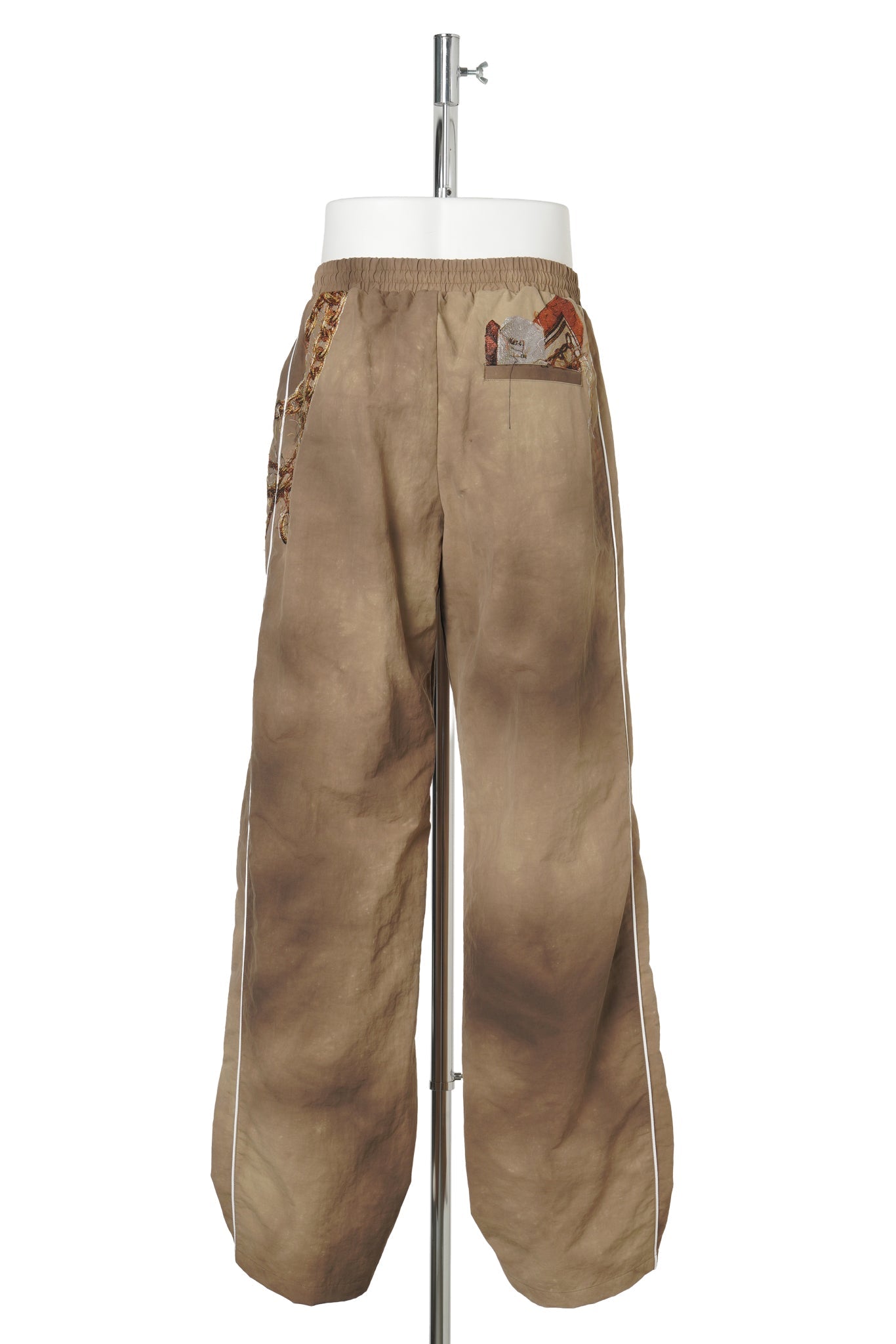 TROMPE L'OEIL EMBROIDERY TRACK PANTS / BEIGE