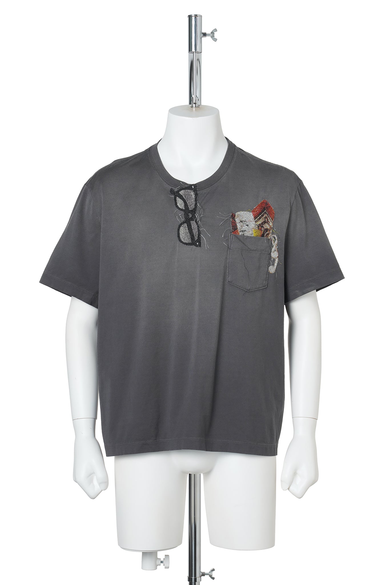 TROMPE L'OEIL EMBROIDERY T-SHIRT / BLACK