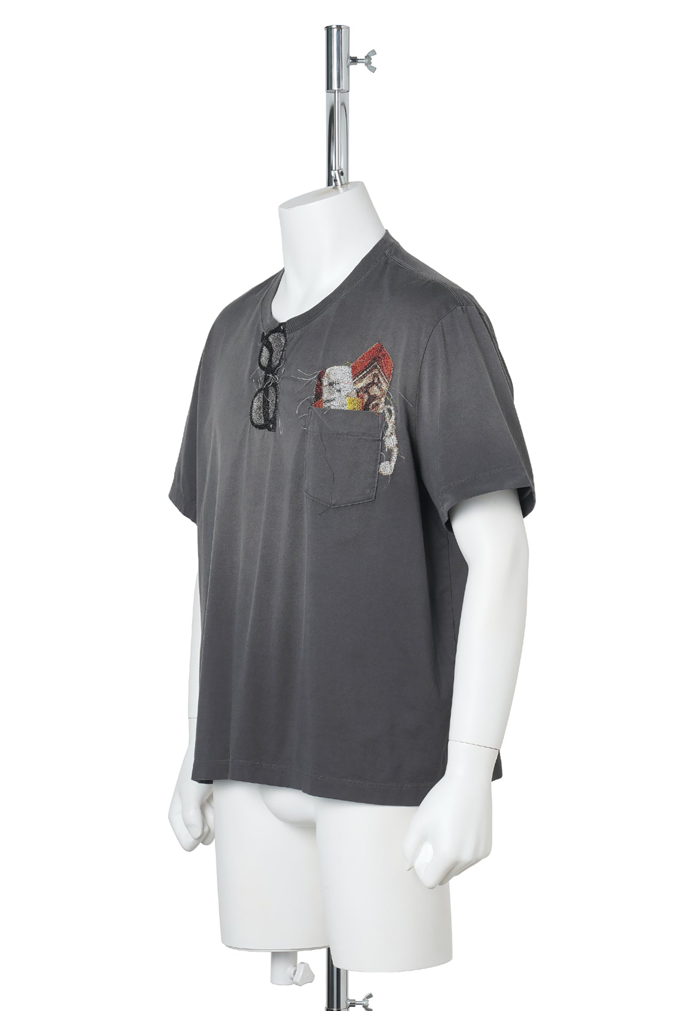TROMPE L'OEIL EMBROIDERY T-SHIRT / BLACK