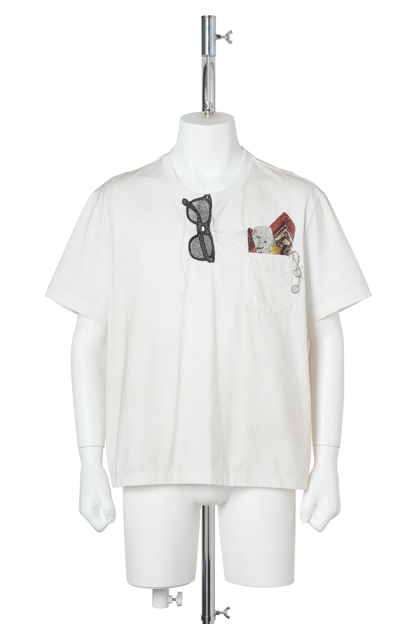 TROMPE L'OEIL EMBROIDERY T-SHIRT / WHITE