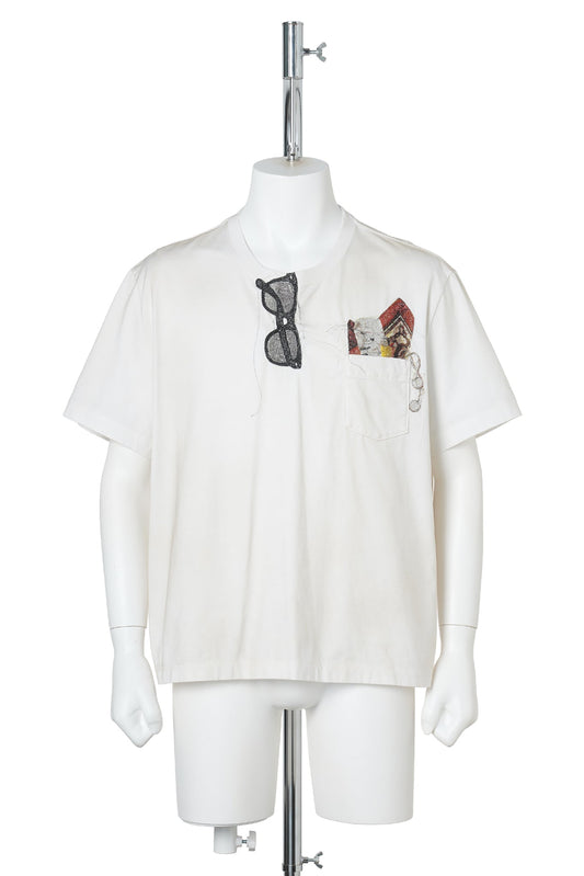 TROMPE L'OEIL EMBROIDERY T-SHIRT / WHITE