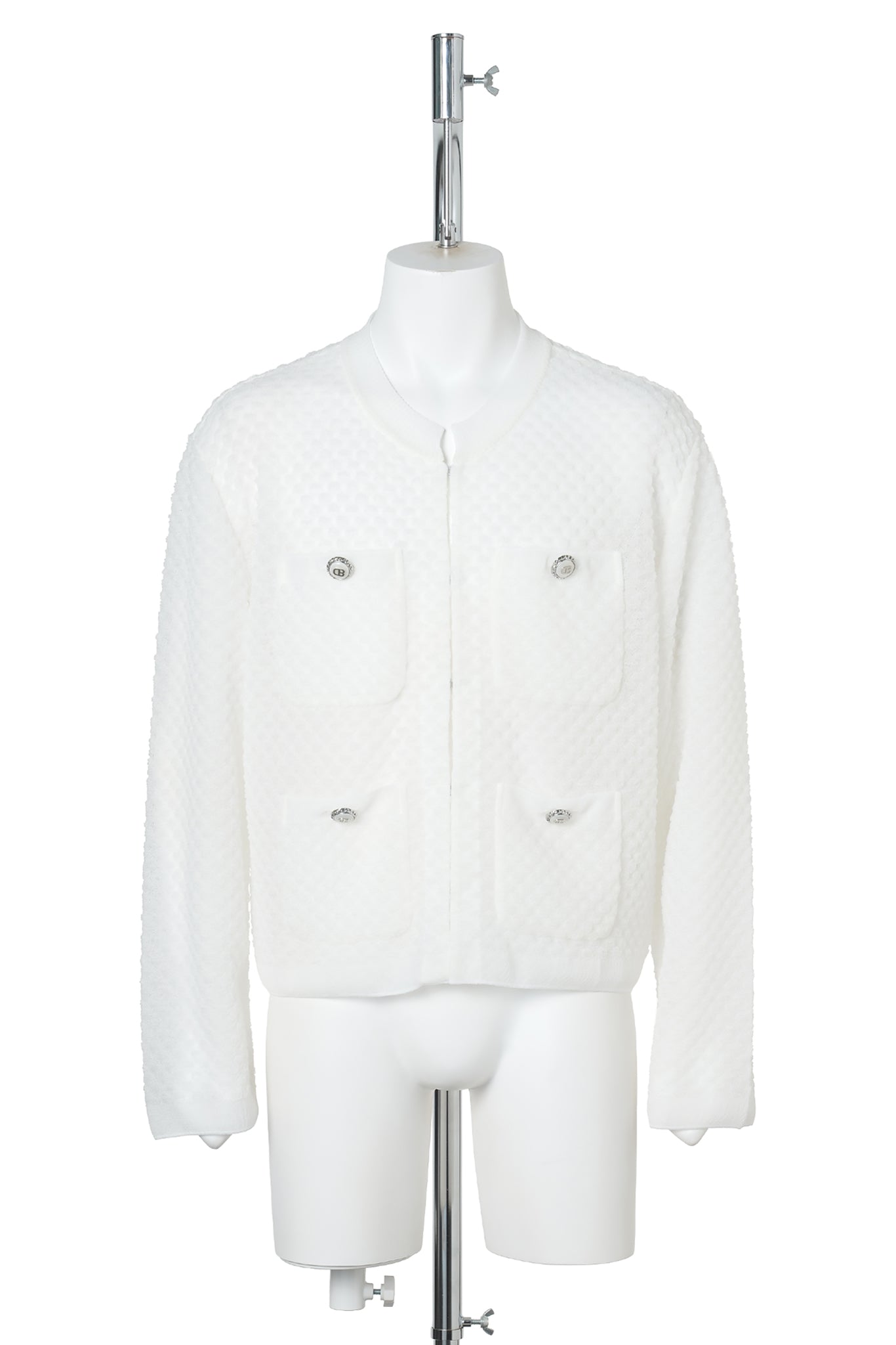 BUBBLE WRAP KNIT CARDIGAN / WHITE