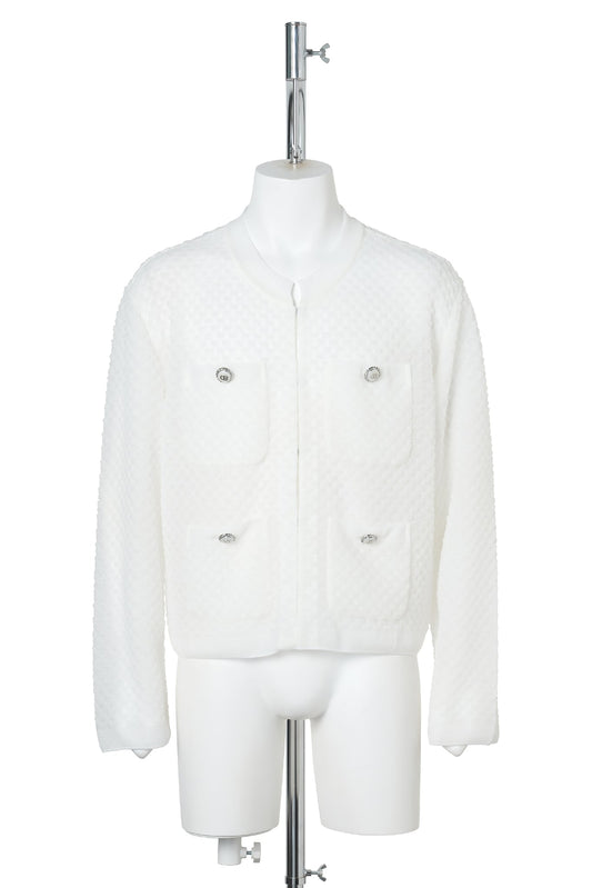 BUBBLE WRAP KNIT CARDIGAN / WHITE