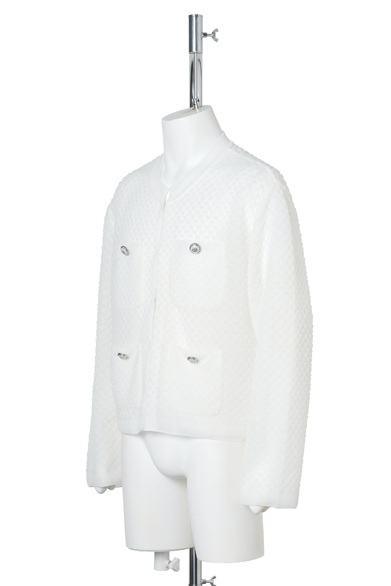 BUBBLE WRAP KNIT CARDIGAN / WHITE