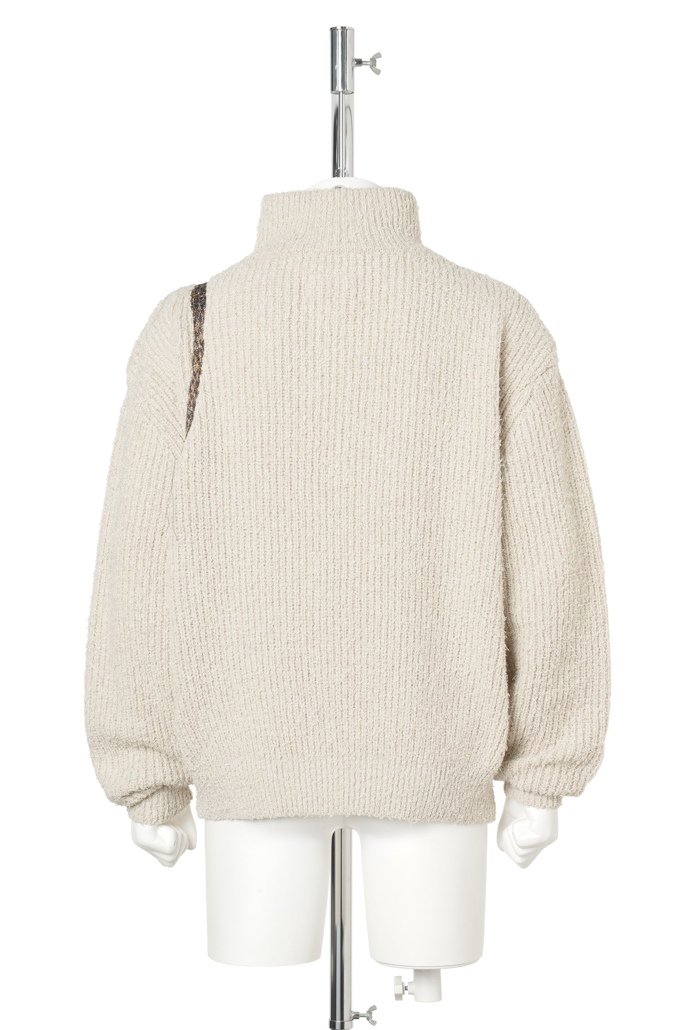 TROMPE L'OEIL EMBROIDERY HALF ZIP KNIT / BEIGE