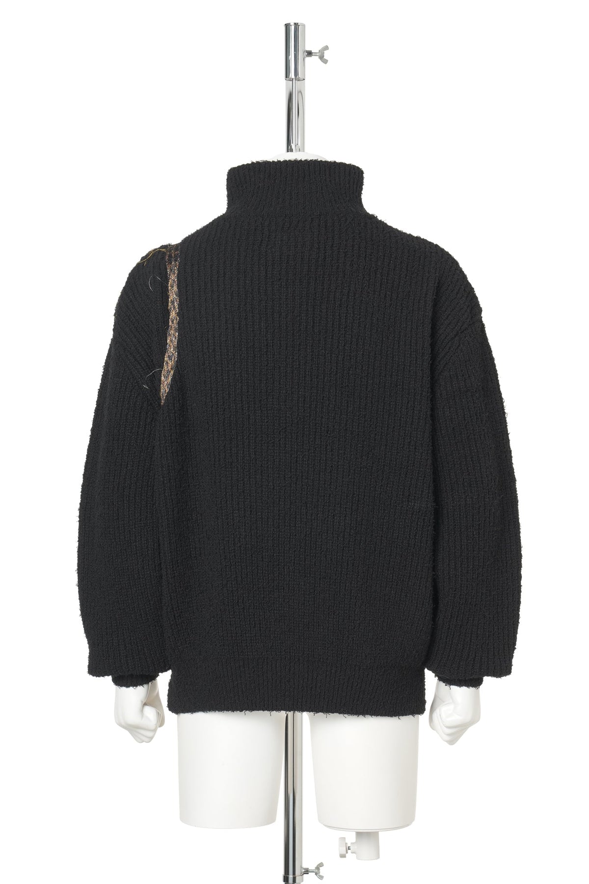 TROMPE L'OEIL EMBROIDERY HALF ZIP KNIT / BLACK