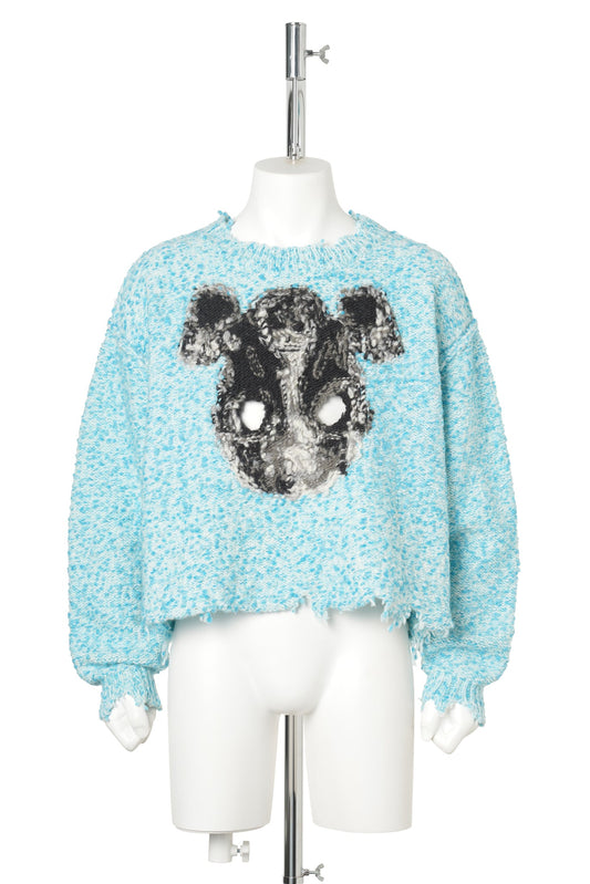 ACTING GAS MASK KNIT PULLOVER / BLUE