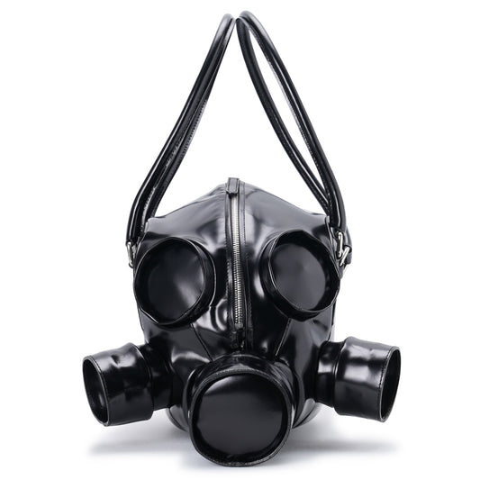 GAS MASK LEATHER HAND BAG / BLACK