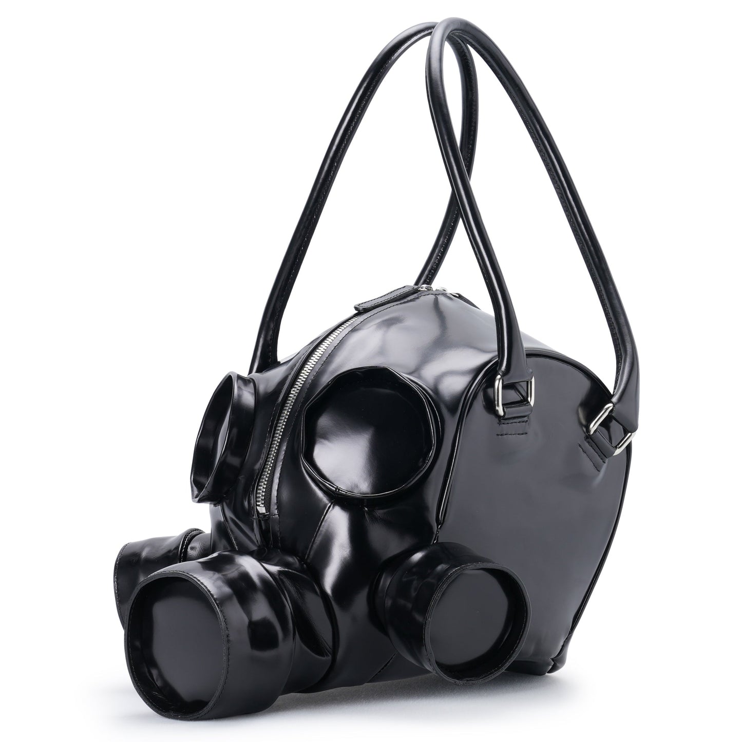 GAS MASK LEATHER HAND BAG / BLACK