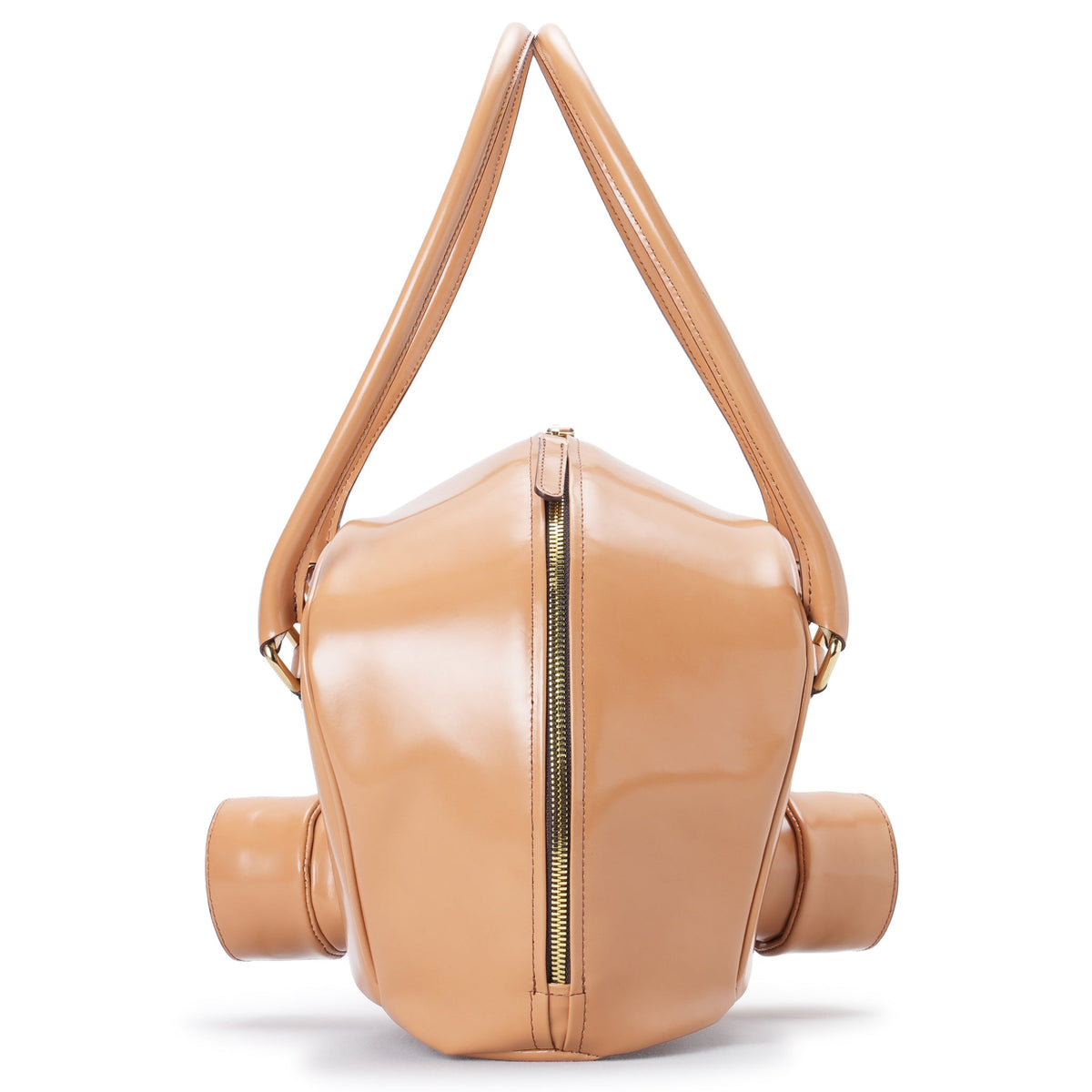 GAS MASK LEATHER HAND BAG / CAMEL