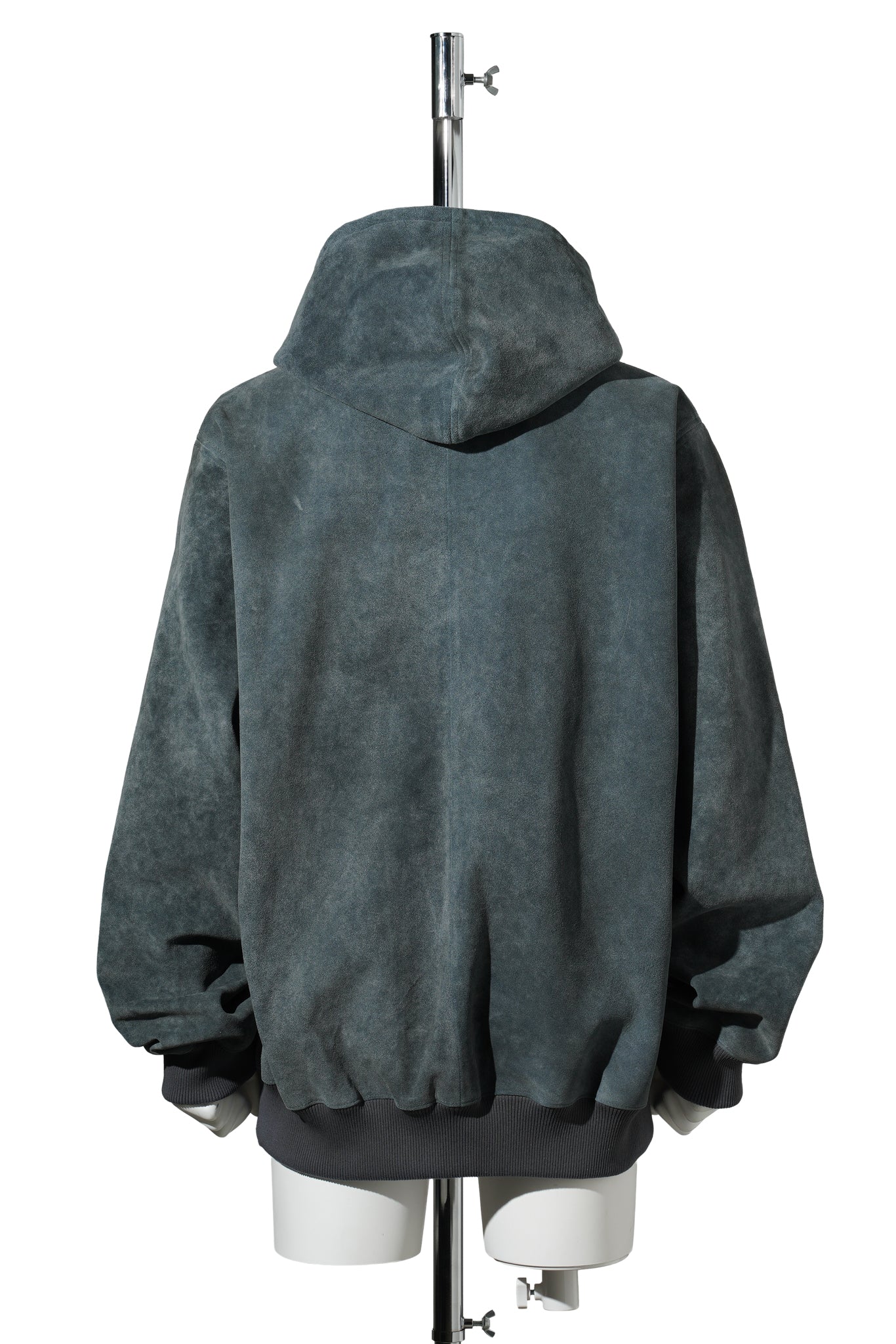 SHEEP LEATHER HOODIE / BLUE GREY