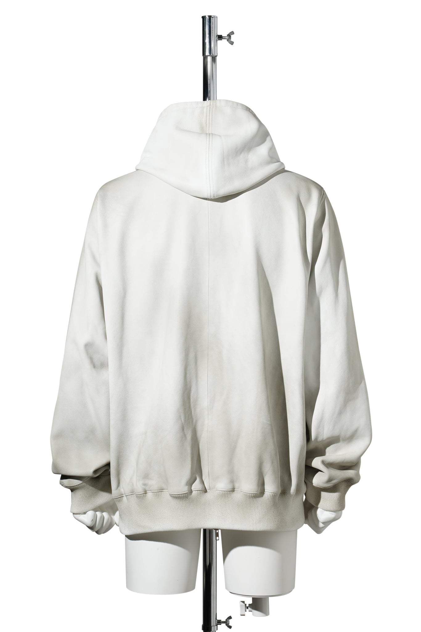 SHEEP LEATHER HOODIE / WHITE