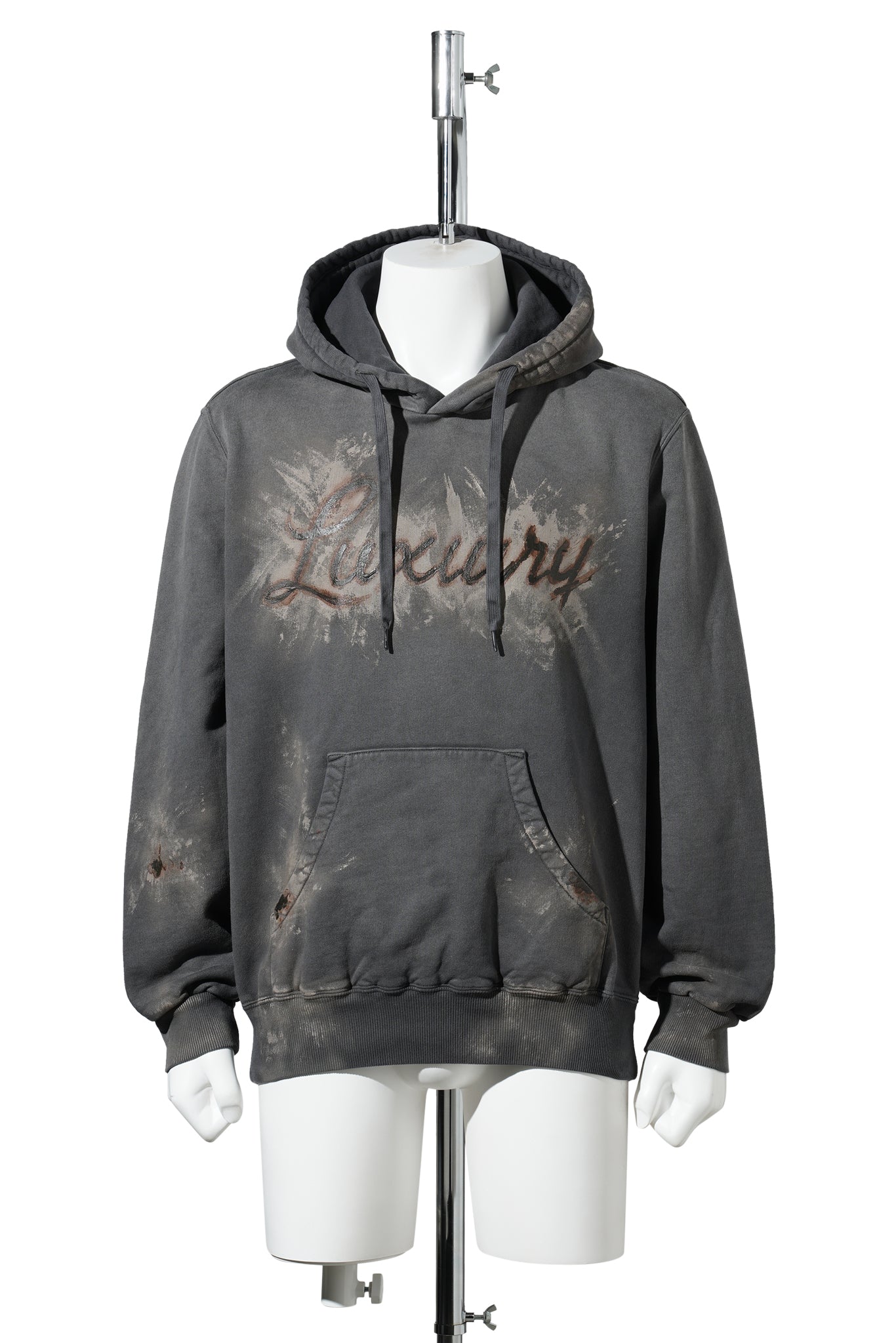 LUXUARY MUD PAINT HOODIE / BLACK