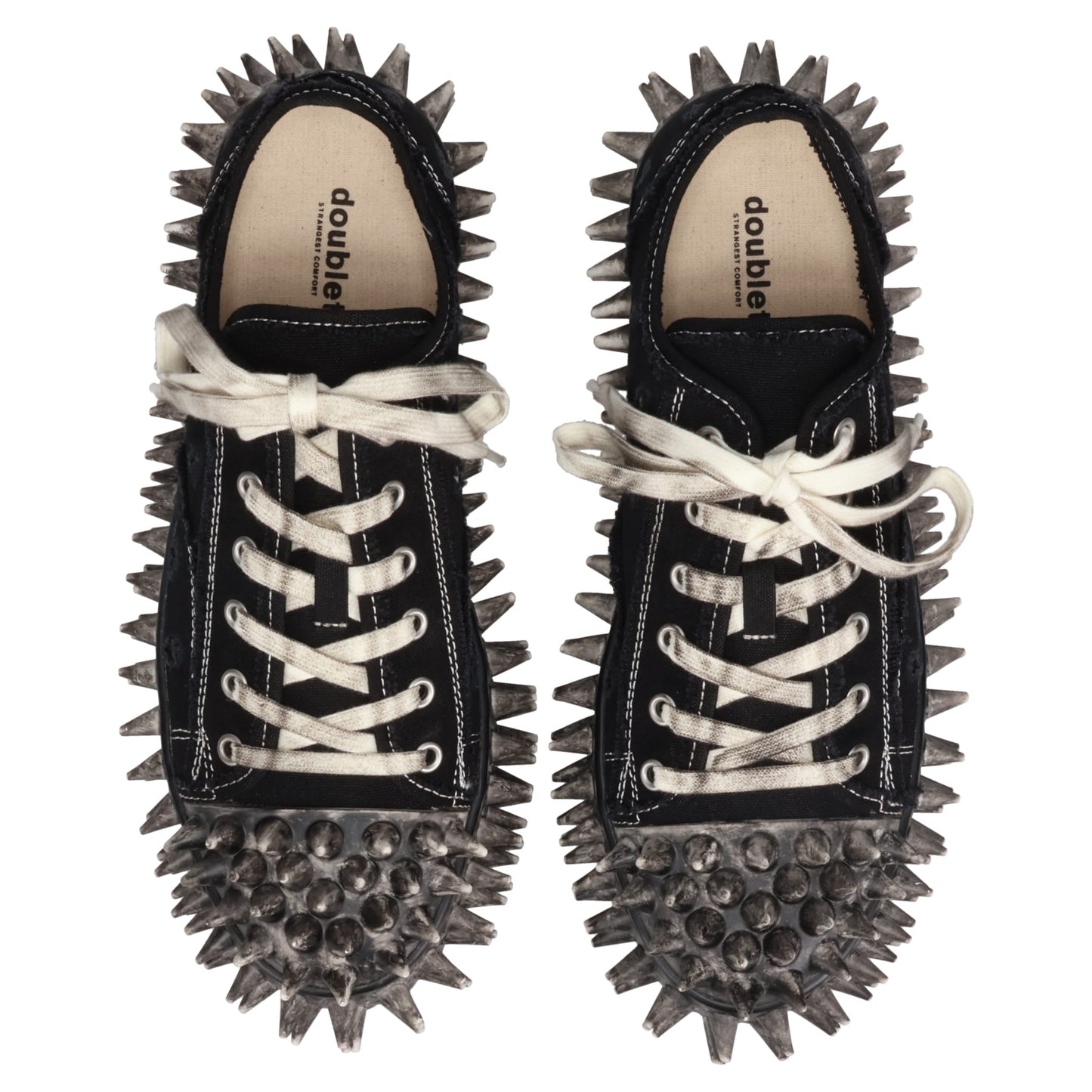 DIRTY SPIKE TOE CAP CANVAS SNEAKER / BLACK