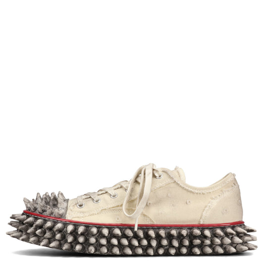 DIRTY SPIKE TOE CAP CANVAS SNEAKER / WHITE