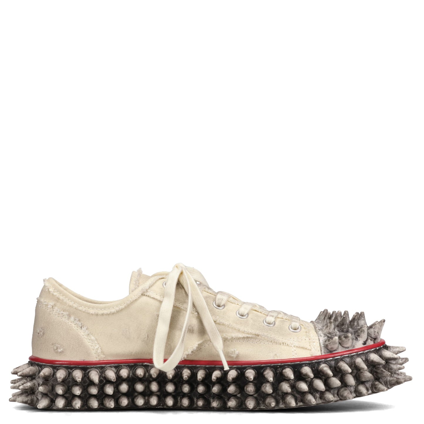 DIRTY SPIKE TOE CAP CANVAS SNEAKER / WHITE