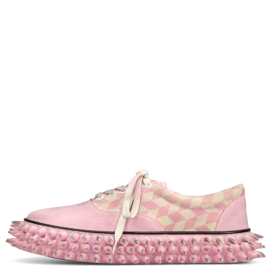 DIRTY SPIKE CANVAS SNEAKER / PINK