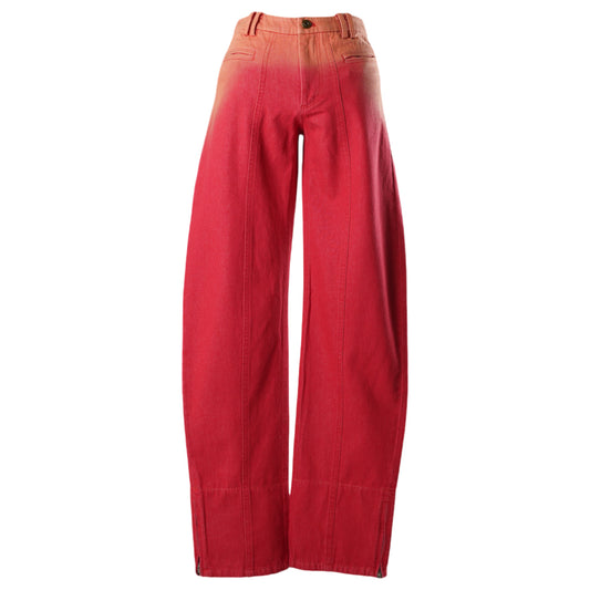 GRADIENT WASHED DENIM PANTS / RED