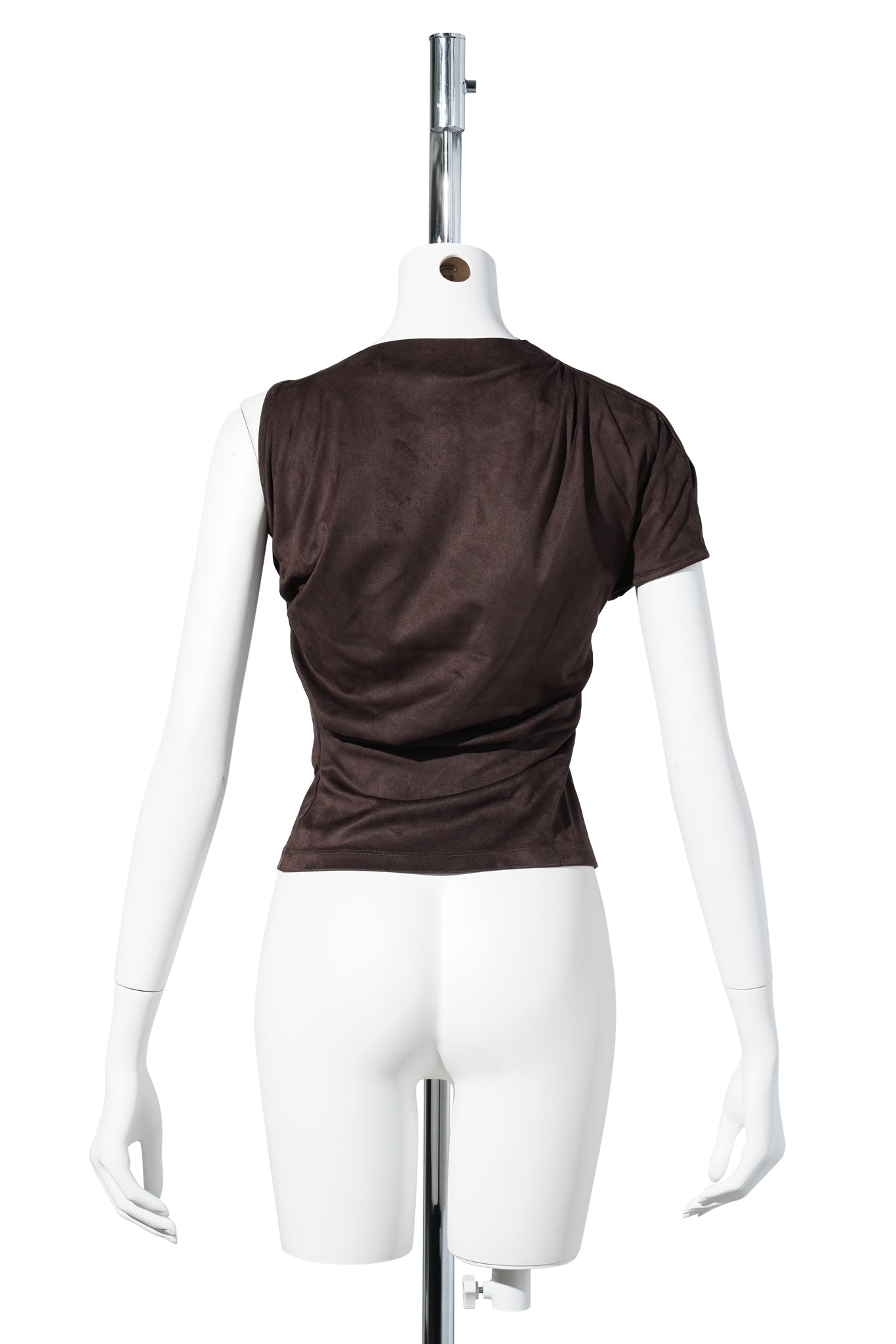WOMEN POLYESTER SHORT SLEEVE TOP / BROWN