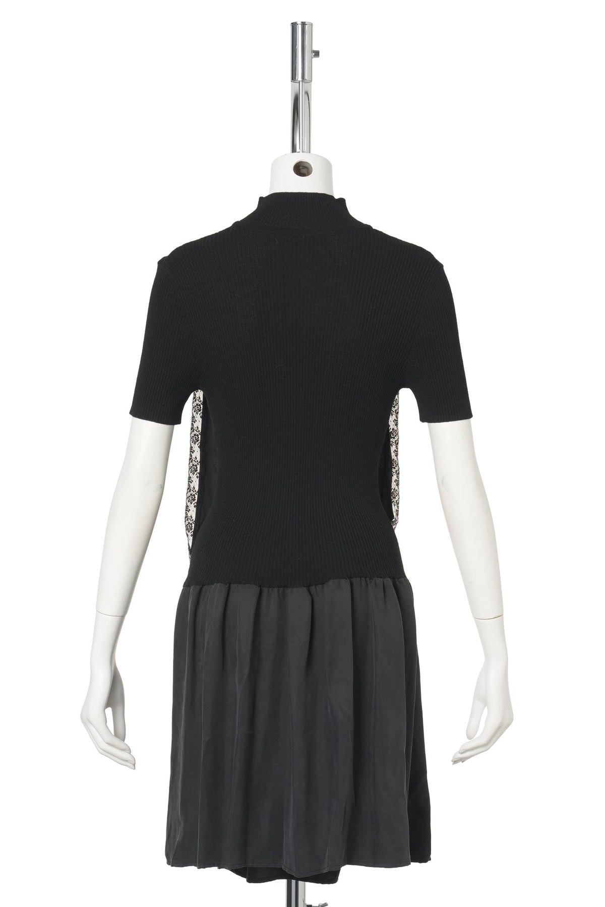 KNIT LAYERED-LOOK DRESS / GREY/BLACK