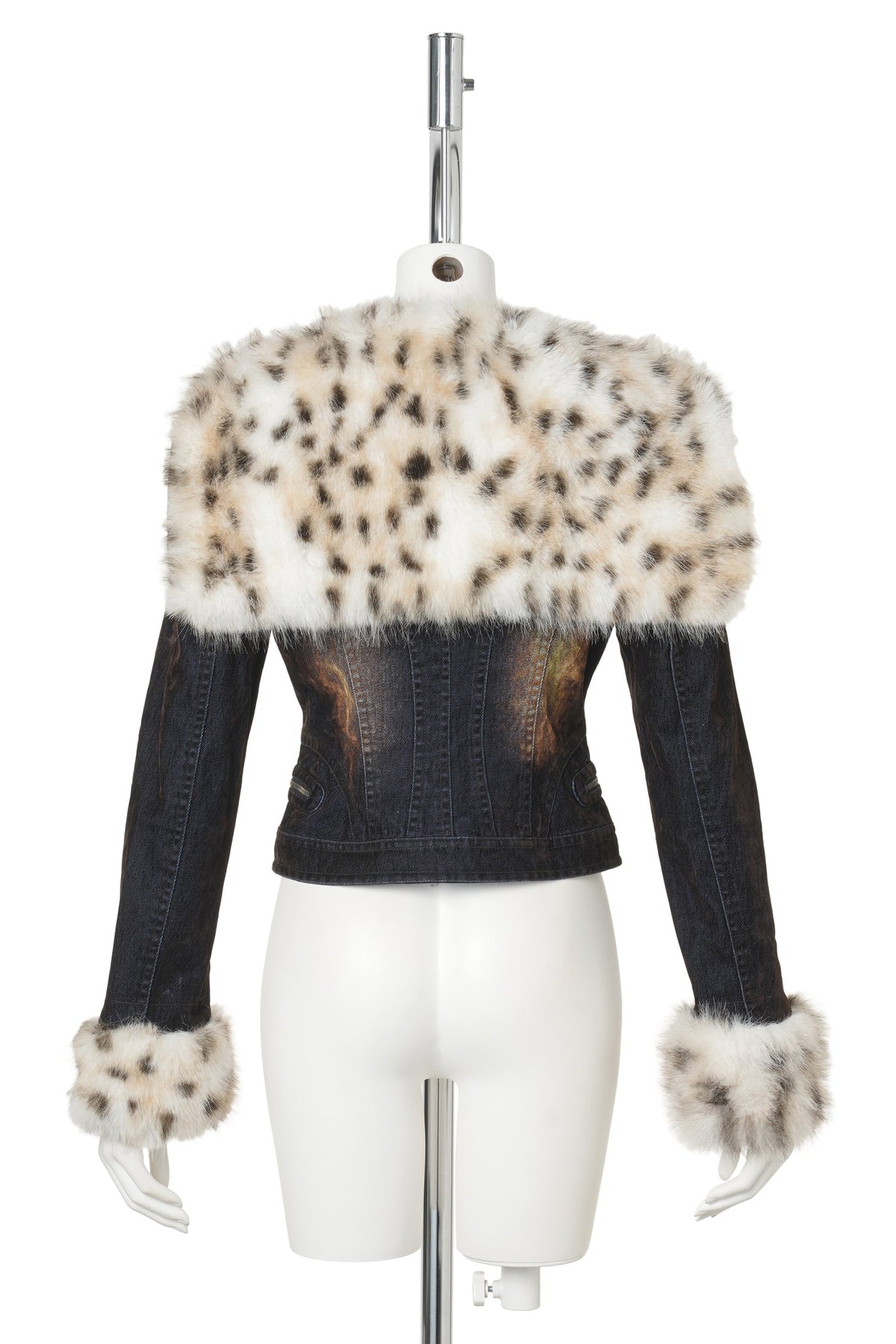 FUR-COLLAR DENIM COAT / NAVY BLUE