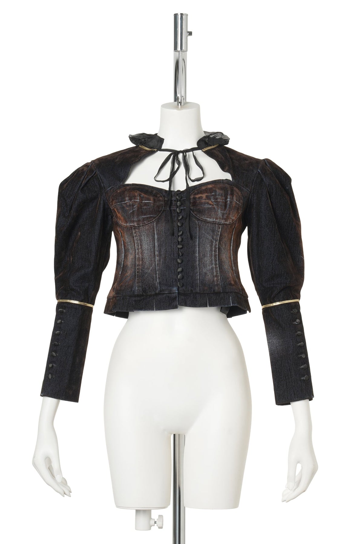 COURT-INSPIRED DENIM TOP / BLACK