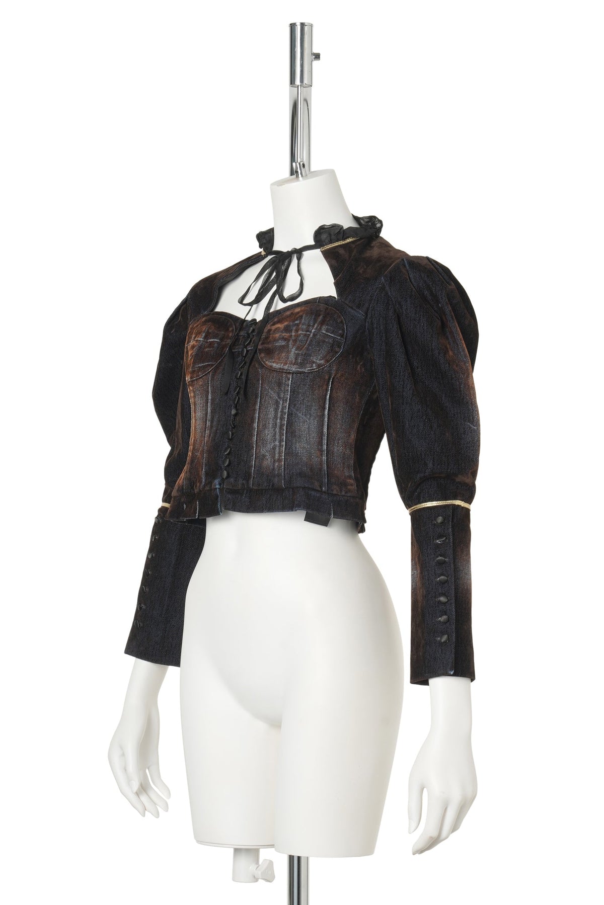 COURT-INSPIRED DENIM TOP / BLACK