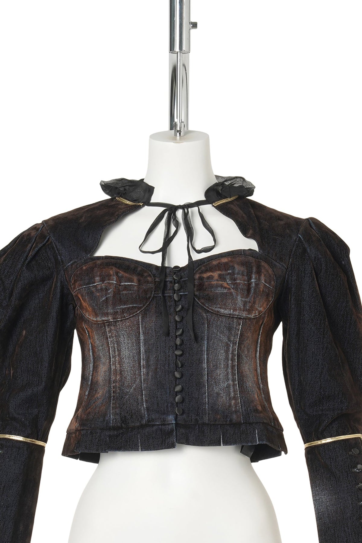 COURT-INSPIRED DENIM TOP / BLACK