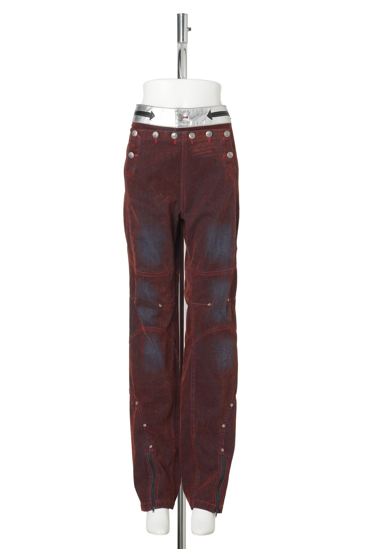 VINTAGE-WASH RED DENIM JEANS / RUST RED