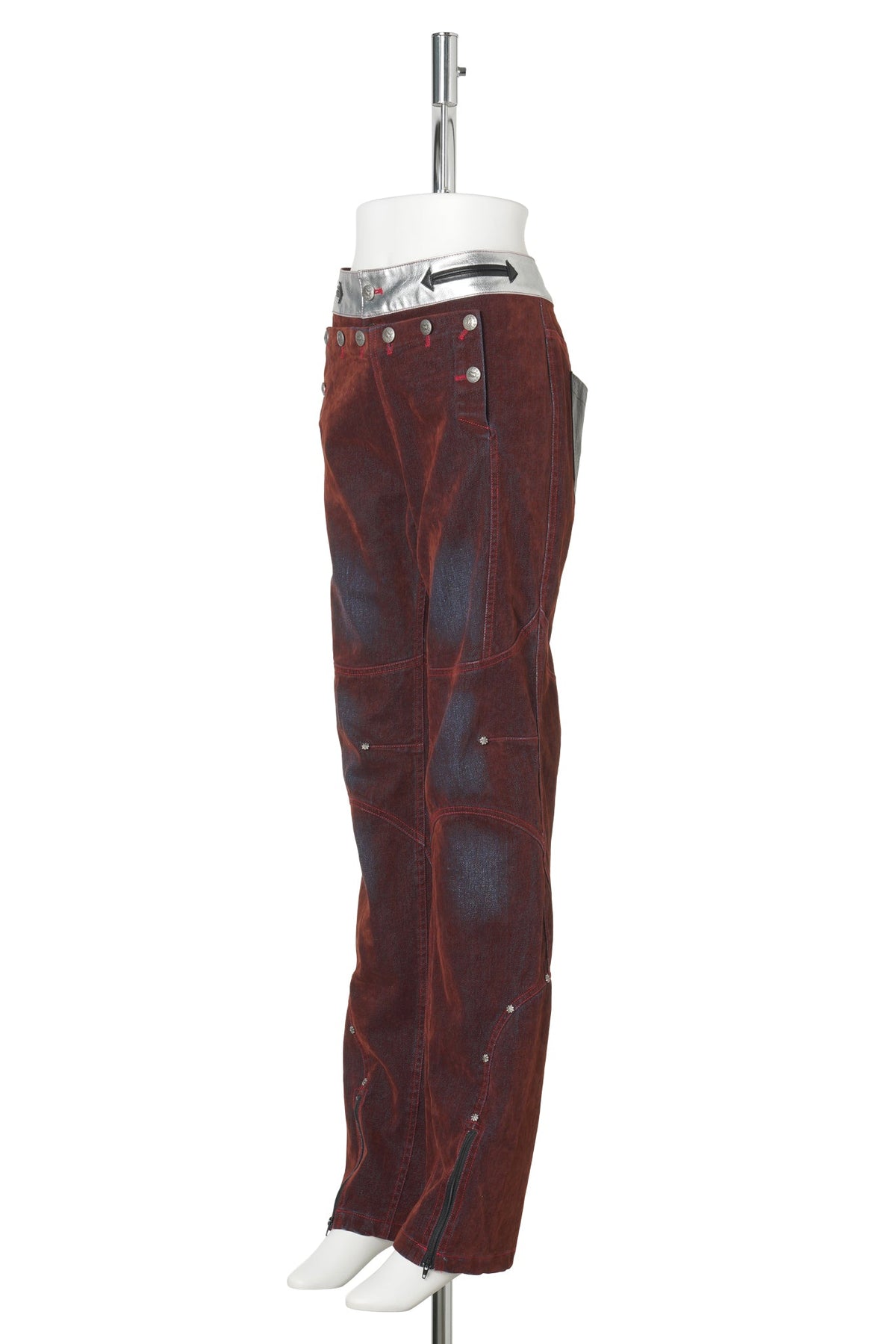 VINTAGE-WASH RED DENIM JEANS / RUST RED