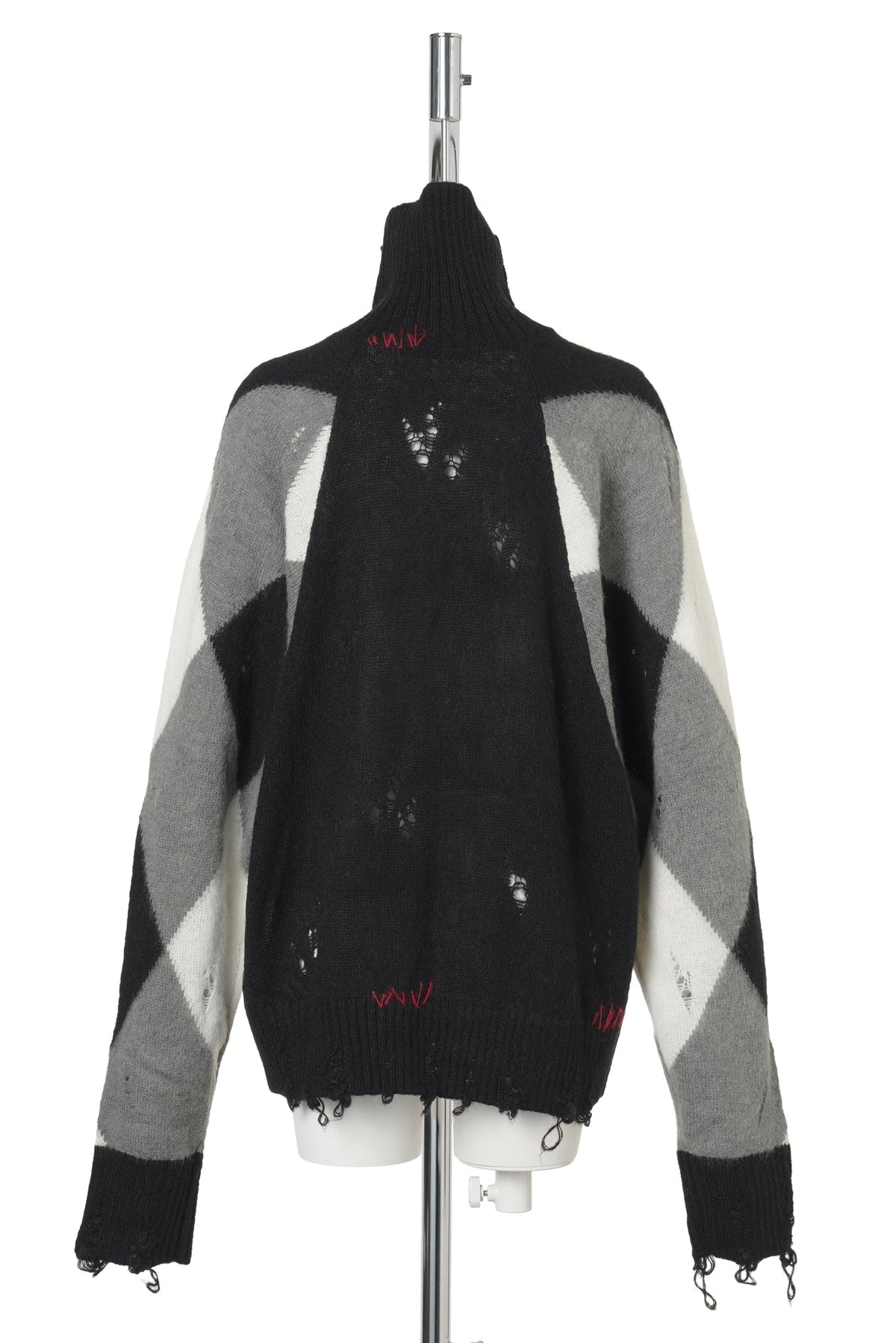 TRI-COLOR KNIT TURTLENECK / BLACK/WHITE/GREY