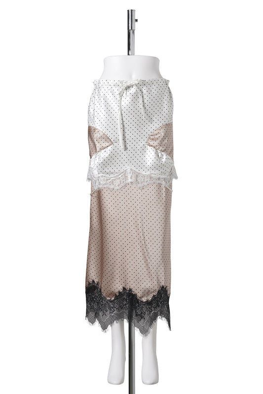 POLKA DOT DOUBLE LAYERED SATIN LACE SKIRT / POLKA DOT
