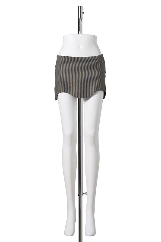 STRIPED CONSTRUCTED MINI SKIRT / BLACK
