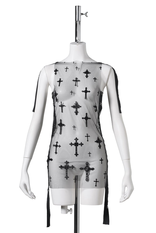 CROSS MESH TOP / BLACK