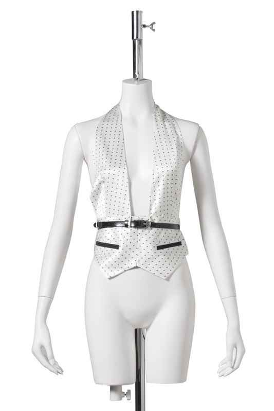 POLKA DOT HALTER VEST TOP WITH LACE TIE / POLKA DOT