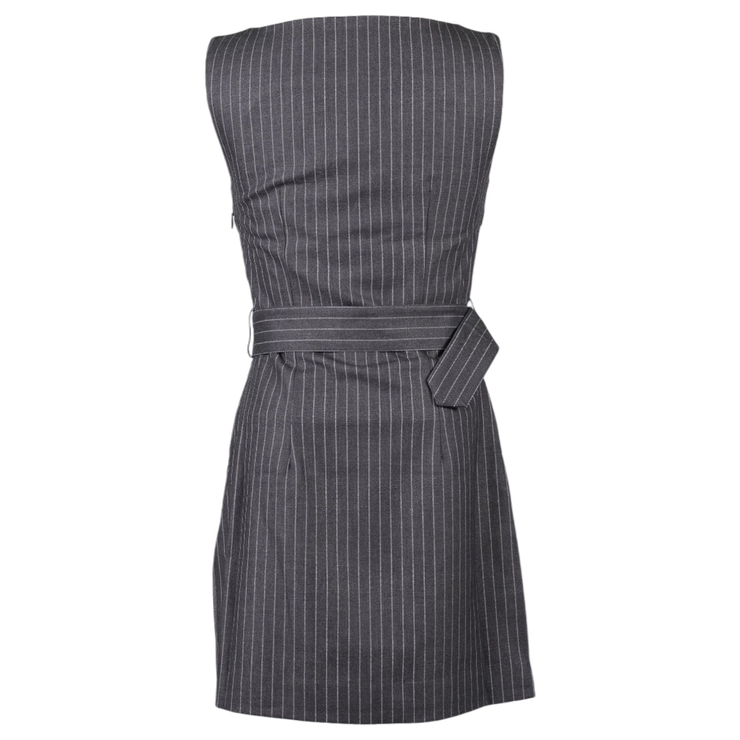 VIA PINSTRIPE DRESS / CHARCOAL/WHITE