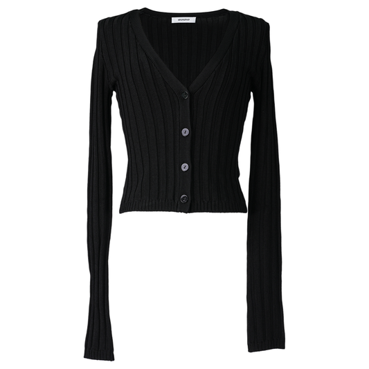 SLINKY RIB CARDIGAN / BLACK