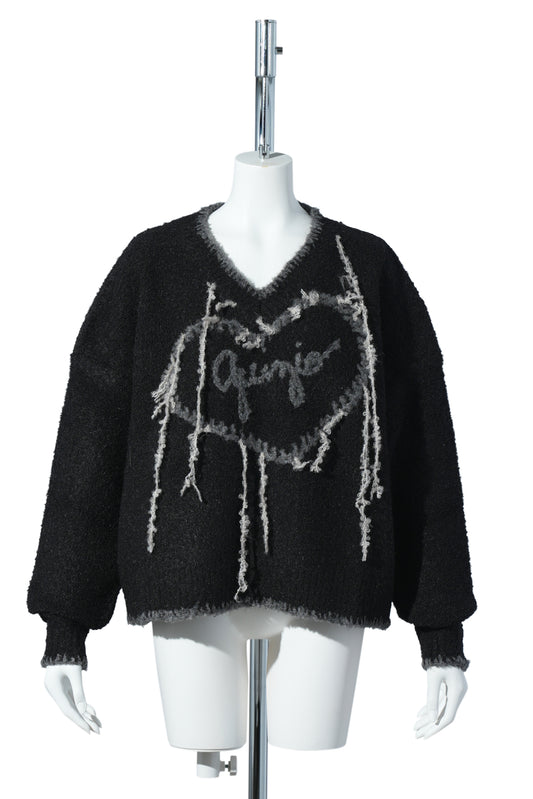 GUIZIO HEART SWEATER / BLACK
