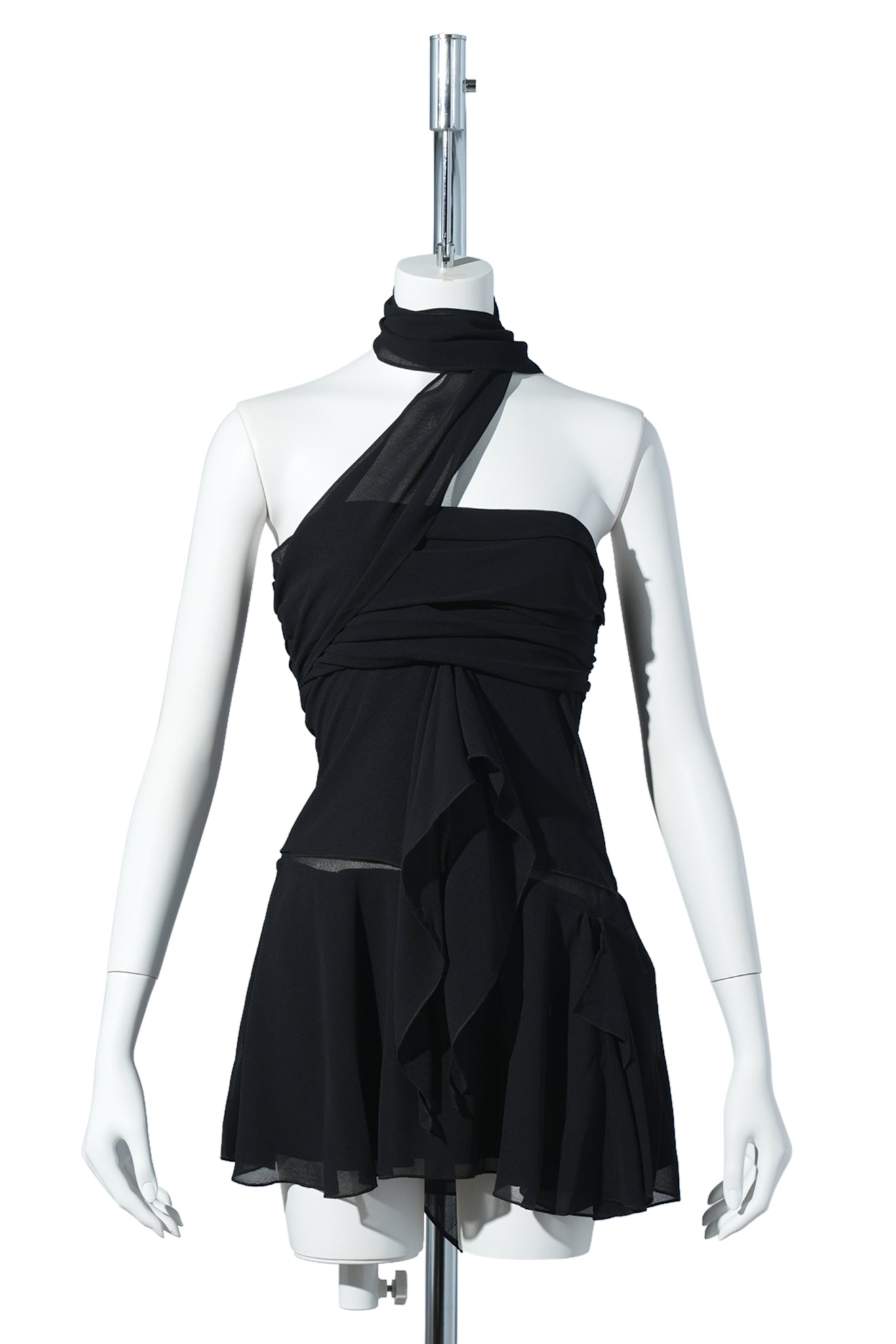 CHIFFON WRAP DRESS / BLACK