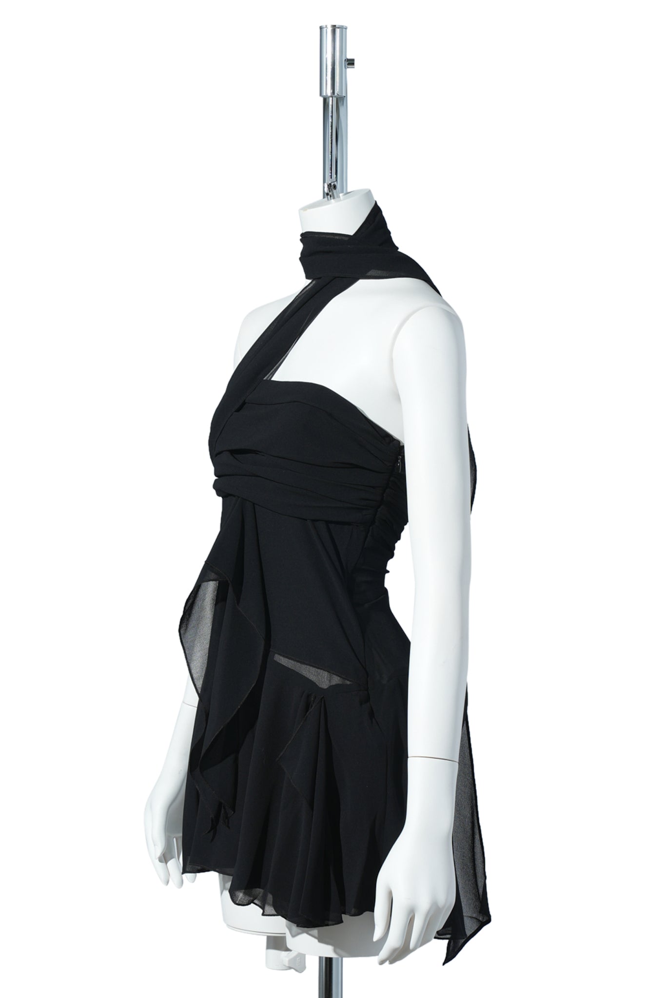 CHIFFON WRAP DRESS / BLACK