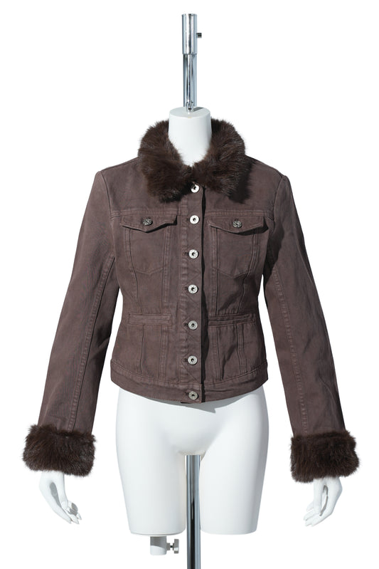 ARES FAUX FUR JACKET / CHOCOLATE
