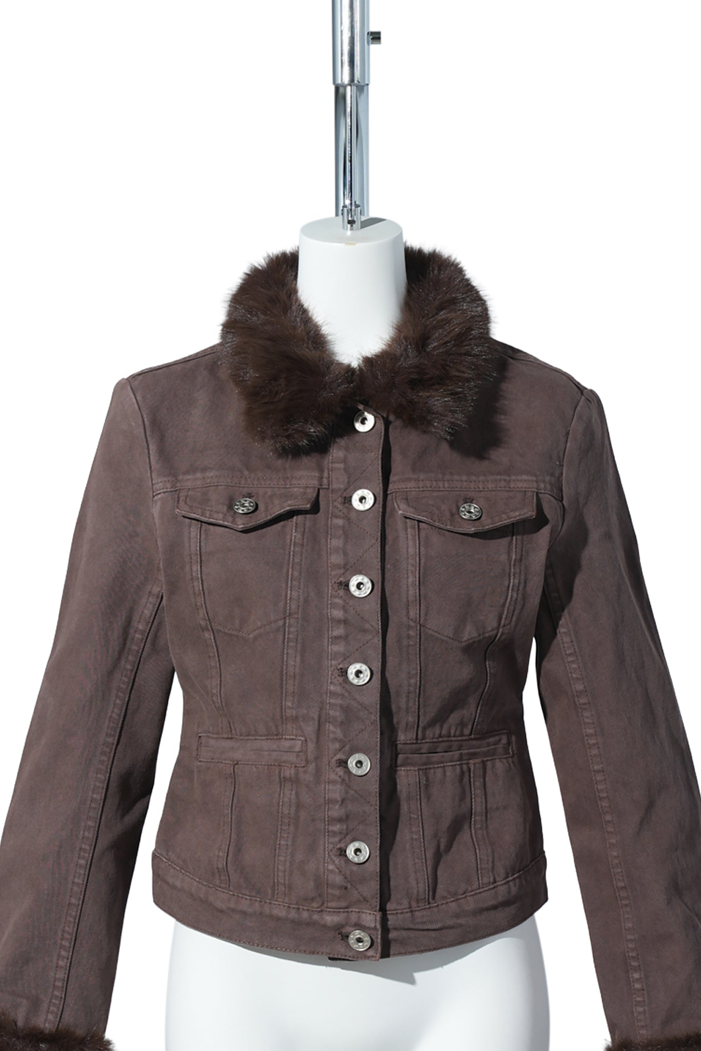 ARES FAUX FUR JACKET / CHOCOLATE