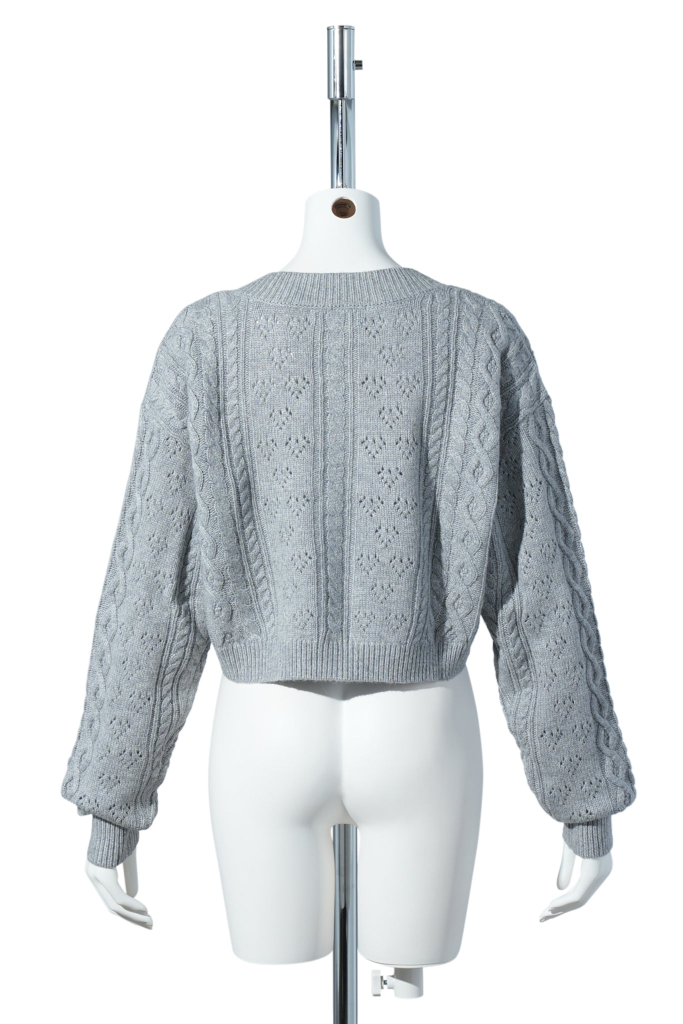 NOAH CABLE CROP CARDIGAN / HEATHER GREY