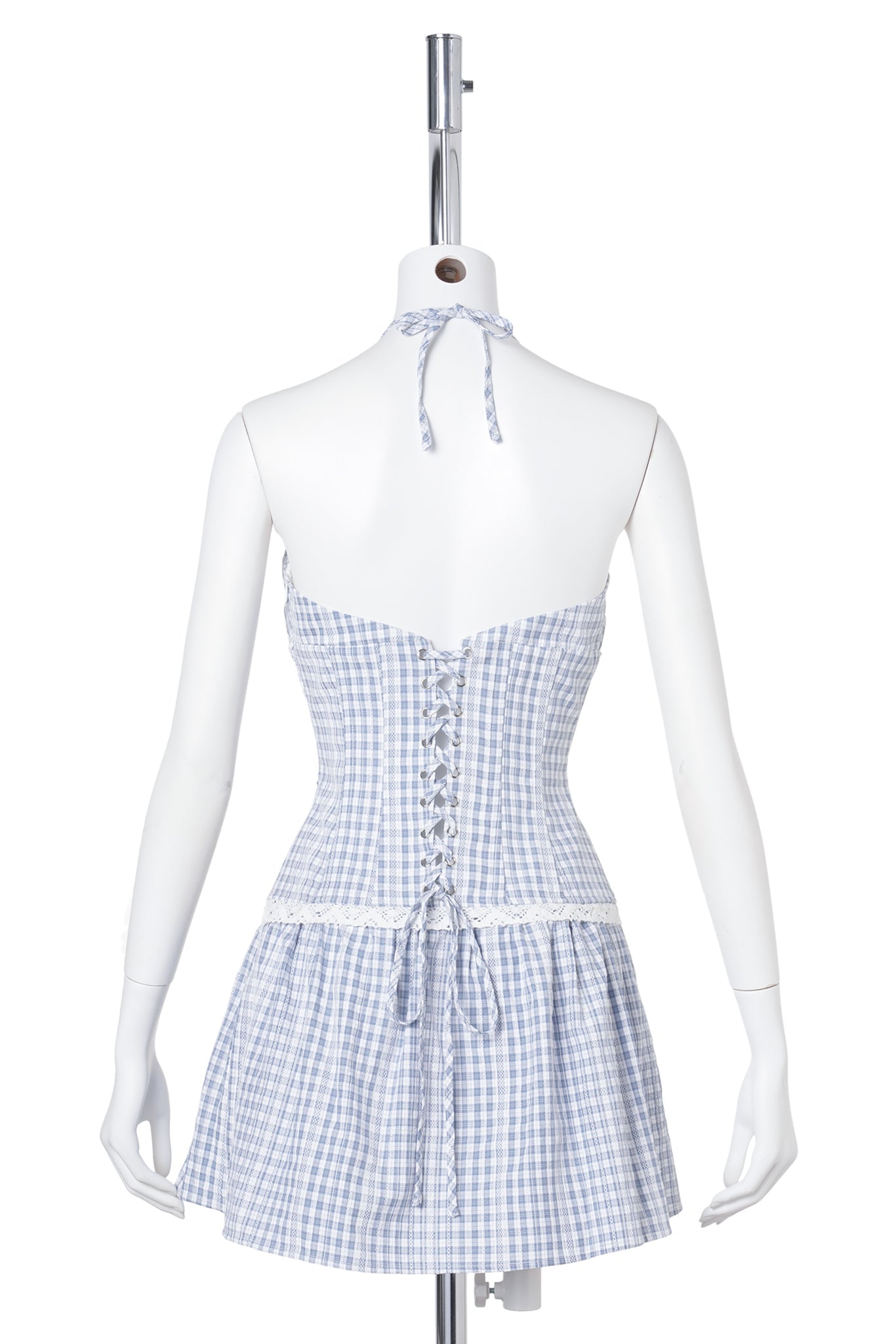 MARINI GINGHAM MINI DRESS / BLUE/WHITE